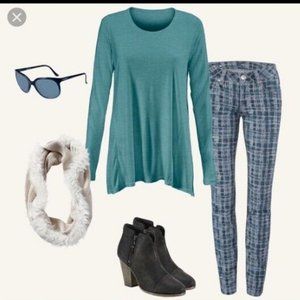 NEW Cabi Swing Tee, 3056, XXS, Heather Blue, Rayon